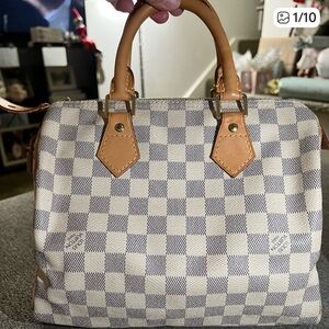 Louis Vuitton Blue and Tan Checkered Satchel